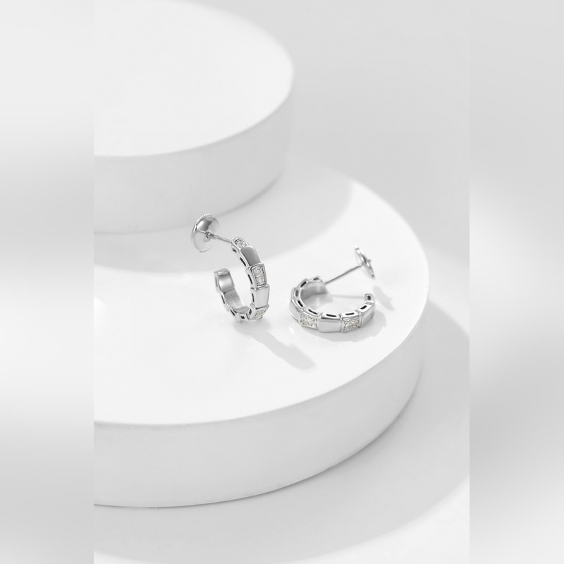 BV間鑽純潔銀蛇耳環 寶格麗 蛇耳環 耳釘 高版本 精工藝 原版飛碟耳塞，頂級版