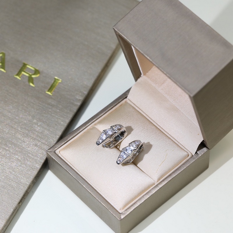 寶格麗 蛇 滿鑽耳環 耳釘 高版本 精工藝 S925純銀材質 原版logo 白金