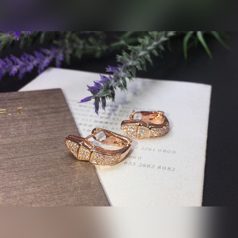 寶格麗 蛇 滿鑽耳環 耳釘 高版本 精工藝 S925純銀材質 原版logo 白金