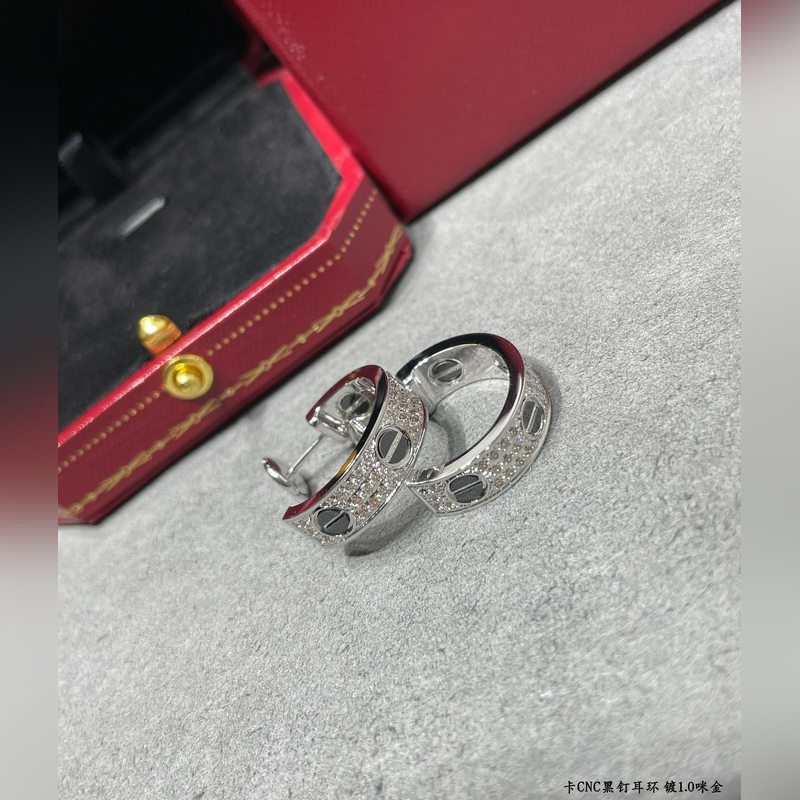 V金鍍咪金（CNC版本）9780420 原單貨 卡地亞經(jīng)典款CNC黑釘滿天星耳環(huán)