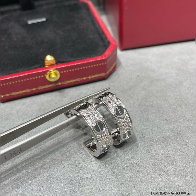 V金鍍咪金（CNC版本）9780420 原單貨 卡地亞經(jīng)典款CNC黑釘滿天星耳環(huán)