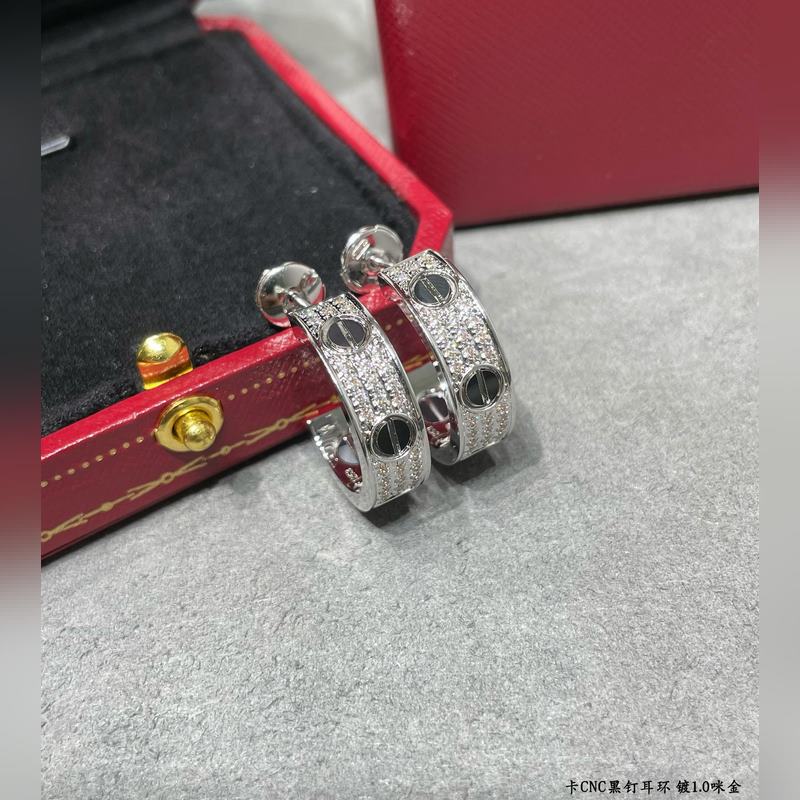 V金鍍咪金（CNC版本）9780420 原單貨 卡地亞經(jīng)典款CNC黑釘滿天星耳環(huán)