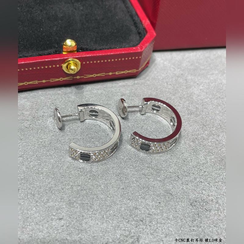 V金鍍咪金（CNC版本）9780420 原單貨 卡地亞經(jīng)典款CNC黑釘滿天星耳環(huán)