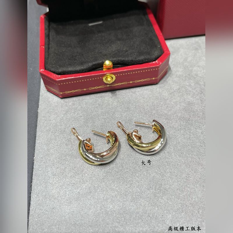 V金材質 8060260 分色電鍍 卡地亞大號三環無鑽耳環，又一款經典，完美詮釋