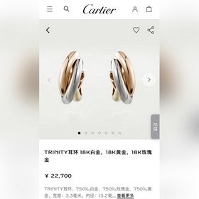 -專櫃圖 佩戴圖-卡地亞經典款大號小號三色光面耳釘耳環耳拍