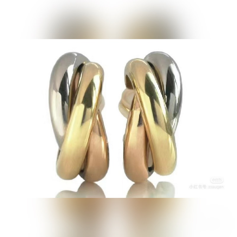 卡地亞新版 圓環 交叉 三色 耳扣 耳環 最經典受歡迎的一款耳釘，永恒經典 近年