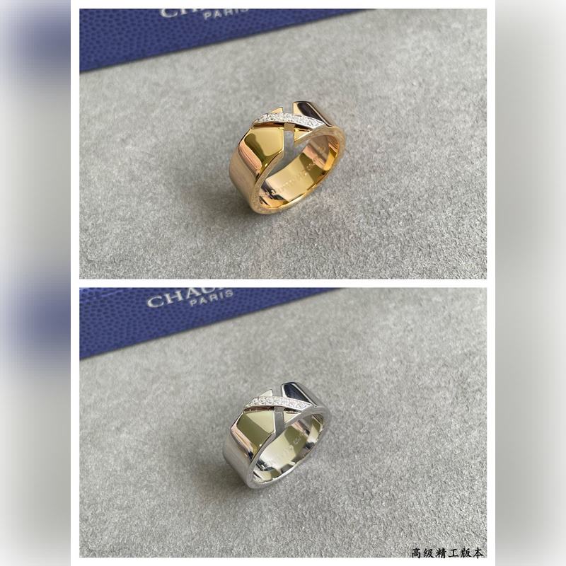 V金材質 2140220 碼數：678。尚美寬版光面X戒指 CHAUMET的緣系