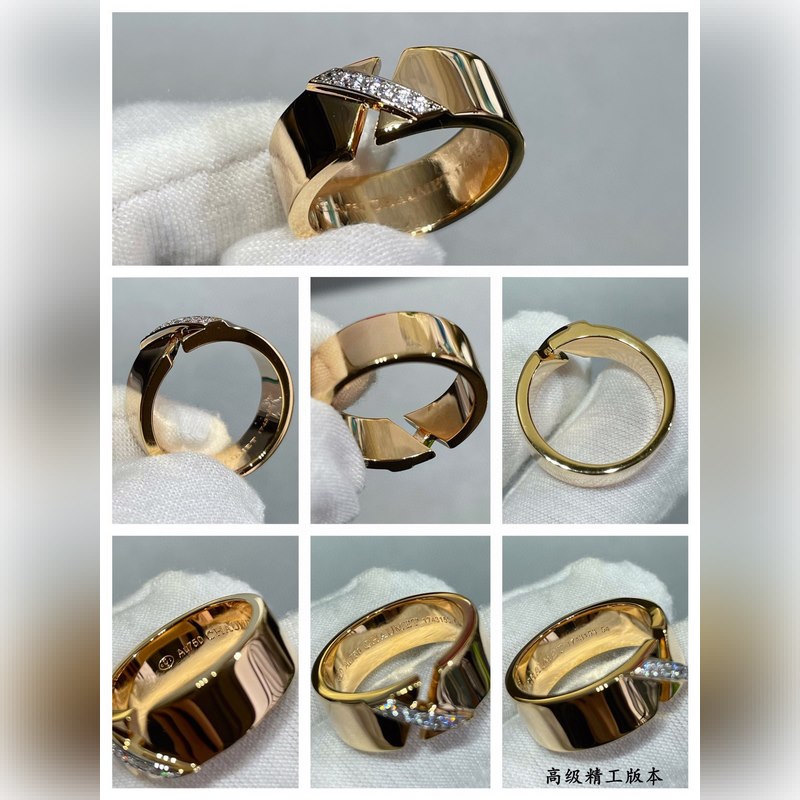 V金材質 2140220 碼數：678。尚美寬版光面X戒指 CHAUMET的緣系