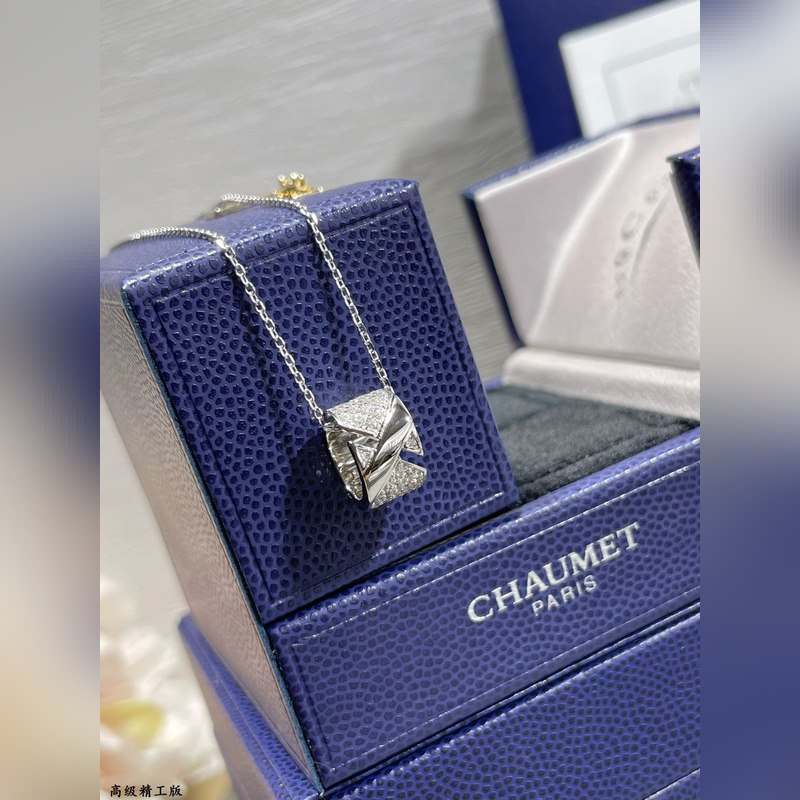 V金材質 2140210 尚美寬版滿鑽X項鍊。CHAUMET的緣系·一生系列。以