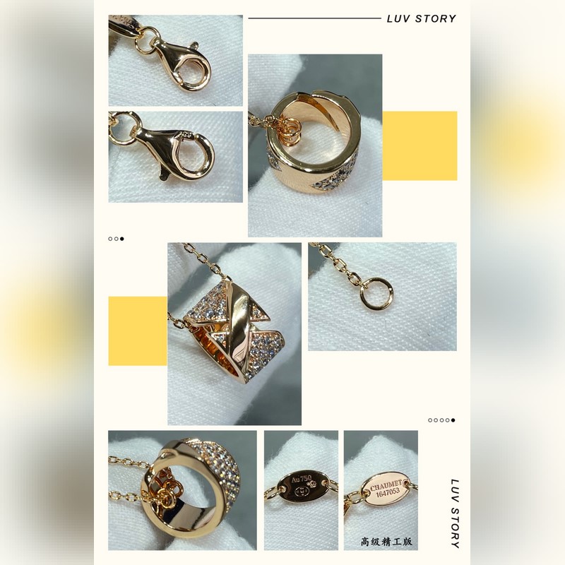 V金材質 2140210 尚美寬版滿鑽X項鍊。CHAUMET的緣系·一生系列。以