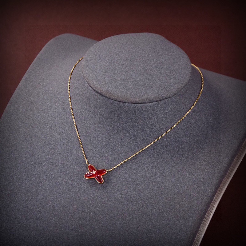 項(xiàng)鍊 尚美巴黎 CHAUMET 交叉 尚美 紅瑪瑙套裝項(xiàng)鍊耳釘 獨(dú)家開模制作