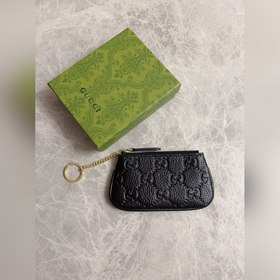 新款GG Emblem系列超柔軟荔克色壓花/全皮零錢包/口紅包 型號：81589