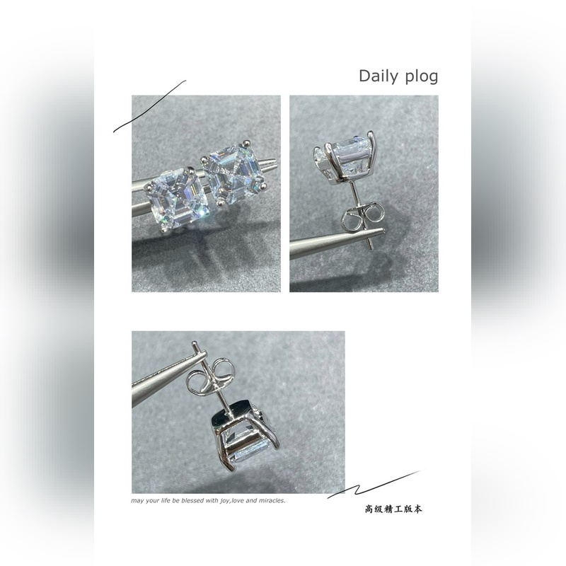 9 2 5 7670130 蒂芙尼四爪白鑽耳釘   所見即所得！寶塔式切工方鑽