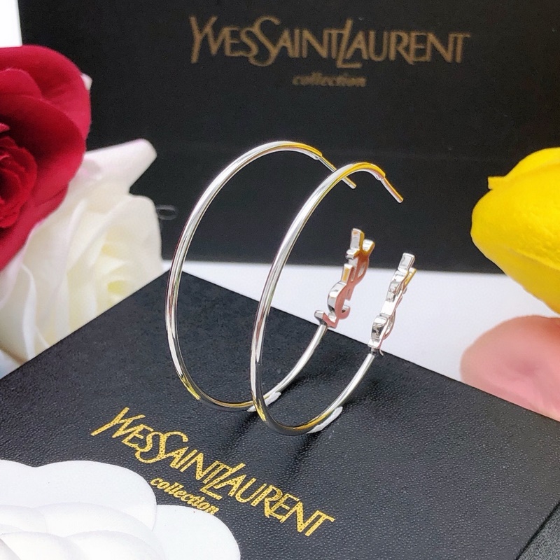 【聖羅蘭YSL最新款 月亮耳環(huán)圓形銀色】一緻ZP黃銅材質(zhì)