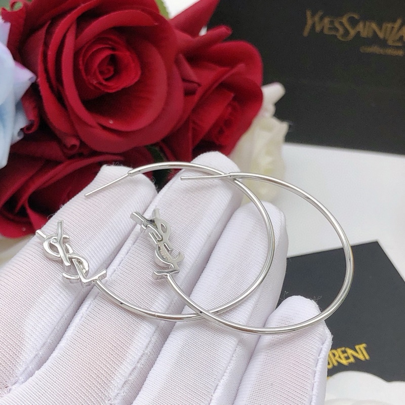 【聖羅蘭YSL最新款 月亮耳環(huán)圓形銀色】一緻ZP黃銅材質(zhì)