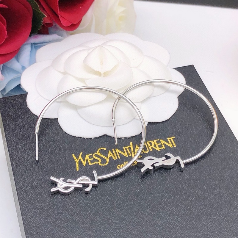 【聖羅蘭YSL最新款 月亮耳環(huán)圓形銀色】一緻ZP黃銅材質(zhì)