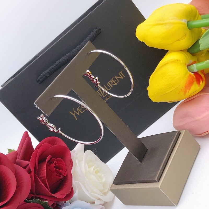 【聖羅蘭YSL最新款 月亮耳環(huán)圓形銀色】一緻ZP黃銅材質(zhì)