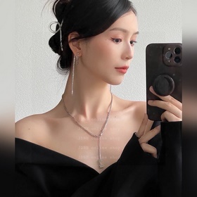 YSL 聖羅蘭 字母流蘇滿鑽項鍊 原裝黃銅材質 Yves Saint Laure