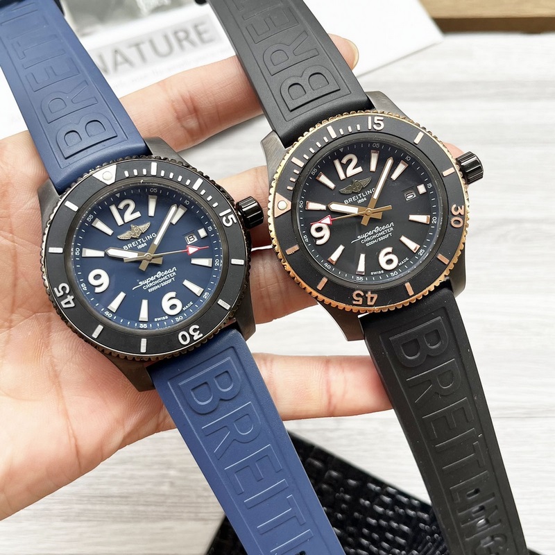 百年靈超級海洋系列! 圈口正品一緻凸出來、 表殼采用316精鋼 直徑44mm 配