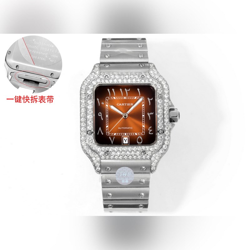 THB新品 卡地亞山度士 中東版 鋼帶滿鑽款【原版開模 2025最新卡地亞 山