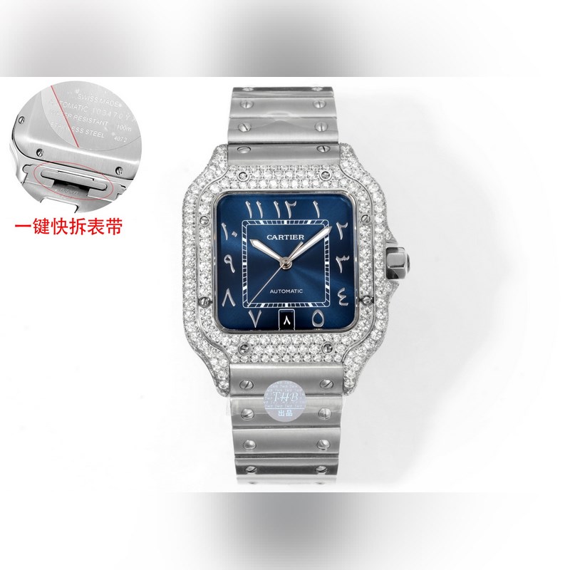 THB新品 卡地亞山度士 中東版 鋼帶滿鑽款【原版開模 2025最新卡地亞 山