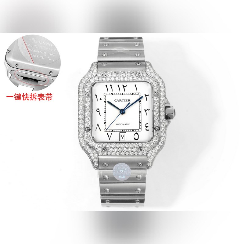 THB新品 卡地亞山度士 中東版 鋼帶滿鑽款【原版開模 2025最新卡地亞 山