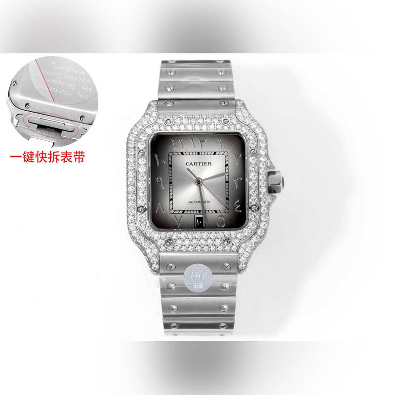 THB新品 卡地亞山度士 中東版 鋼帶滿鑽款【原版開模 2025最新卡地亞 山