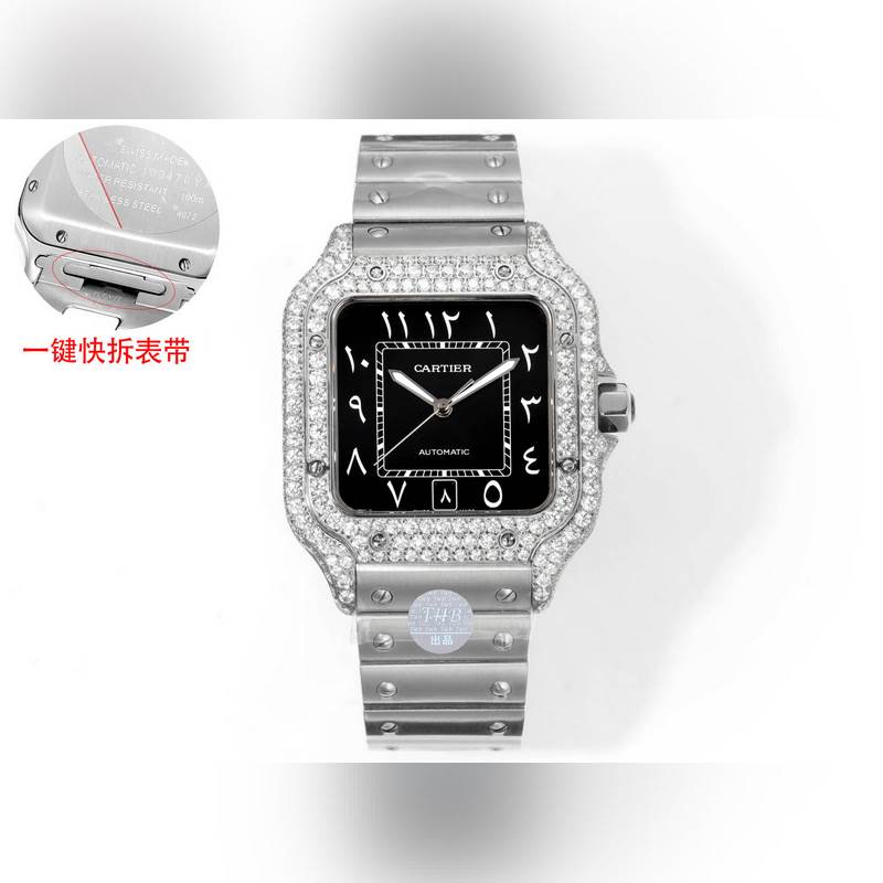 THB新品 卡地亞山度士 中東版 鋼帶滿鑽款【原版開模 2025最新卡地亞 山