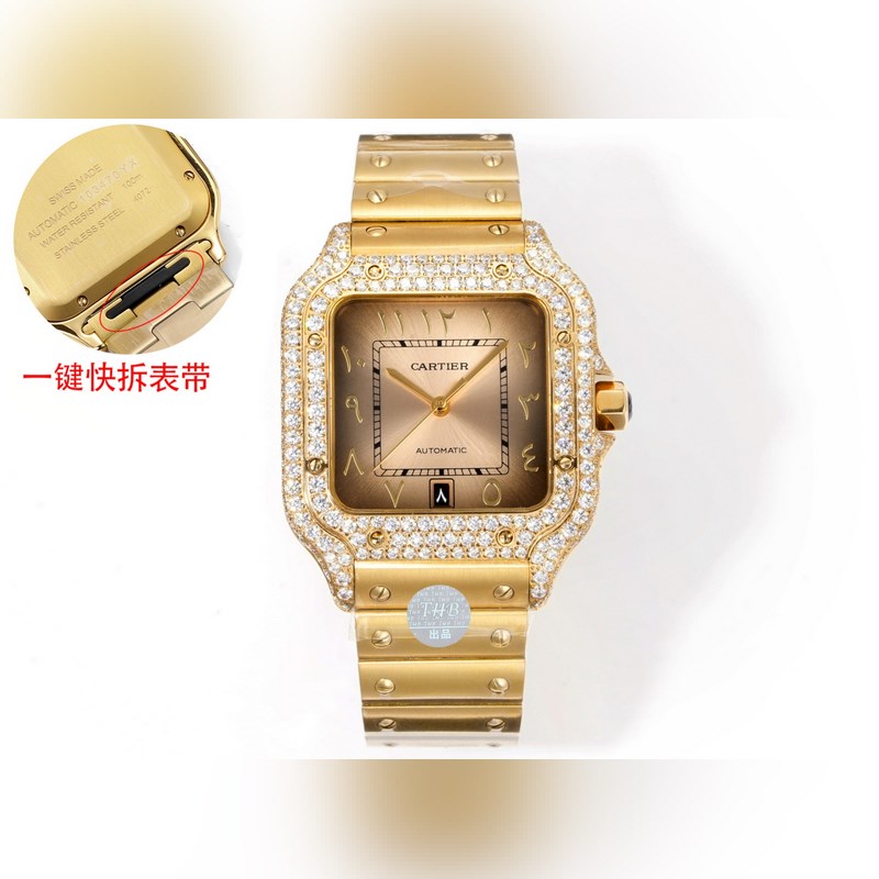 THB新品 卡地亞山度士 中東版 鋼帶滿鑽款【原版開模 2025最新卡地亞 山