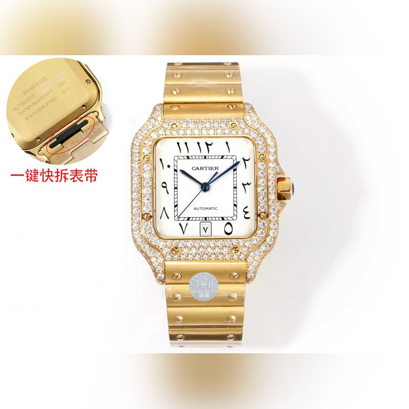 THB新品 卡地亞山度士 中東版 鋼帶滿鑽款【原版開模 2025最新卡地亞 山