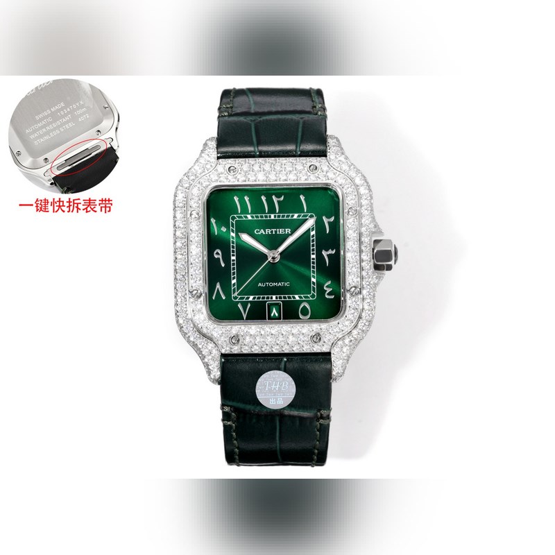 THB新品 卡地亞山度士 中東版 皮帶滿鑽款【原版開模 2025最新卡地亞 山
