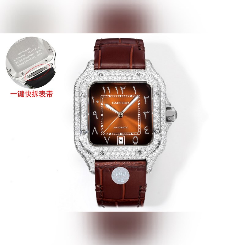 THB新品 卡地亞山度士 中東版 皮帶滿鑽款【原版開模 2025最新卡地亞 山