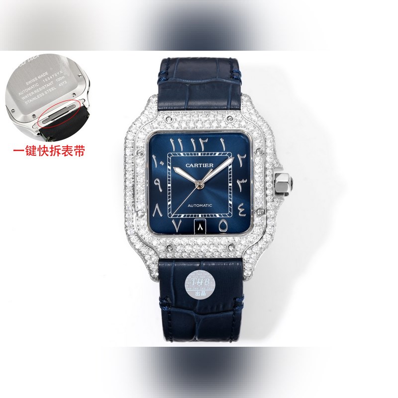 THB新品 卡地亞山度士 中東版 皮帶滿鑽款【原版開模 2025最新卡地亞 山