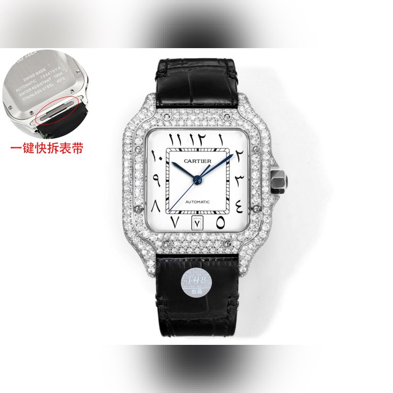 THB新品 卡地亞山度士 中東版 皮帶滿鑽款【原版開模 2025最新卡地亞 山