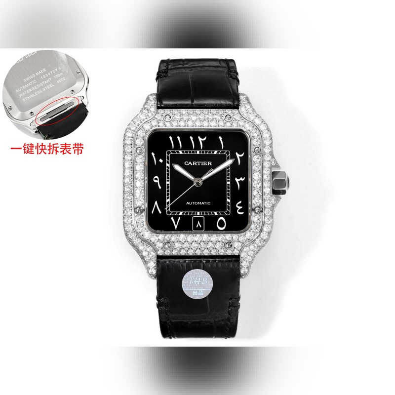THB新品 卡地亞山度士 中東版 皮帶滿鑽款【原版開模 2025最新卡地亞 山