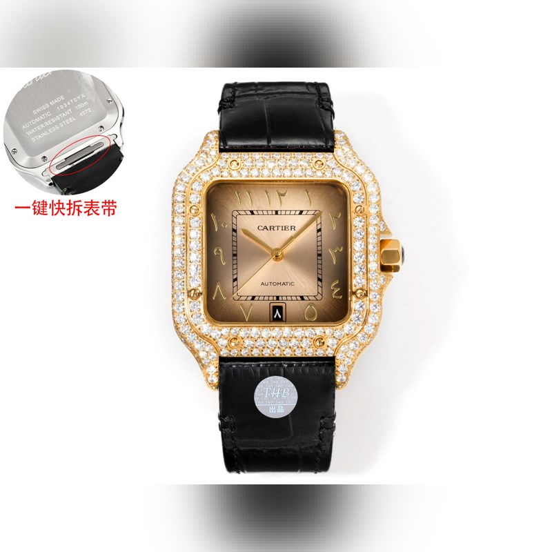 THB新品 卡地亞山度士 中東版 皮帶滿鑽款【原版開模 2025最新卡地亞 山
