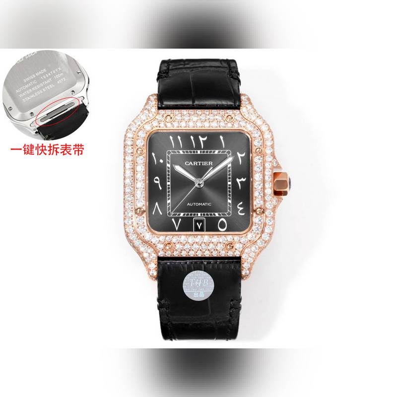 THB新品 卡地亞山度士 中東版 皮帶滿鑽款【原版開模 2025最新卡地亞 山