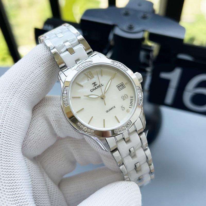 女款_香奈兒 女士腕表 原裝進口石英機芯 礦物質玻璃鏡面 316L精鋼表殼 直徑男40
