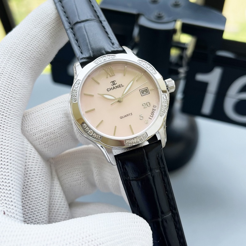 女款_香奈兒 女士腕表 原裝進口石英機芯 礦物質玻璃鏡面 316L精鋼表殼 直徑男40