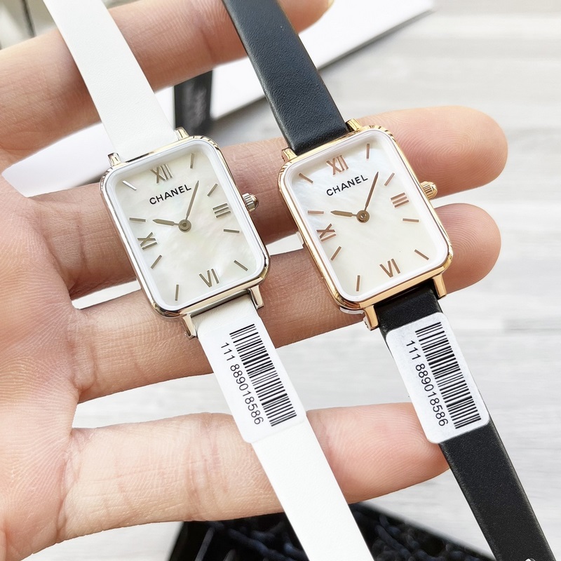 女款_香奈兒CHANEL 最新配色 現代經典時尚設計 殼表面的方圈是玻璃電鍍 獨特風格