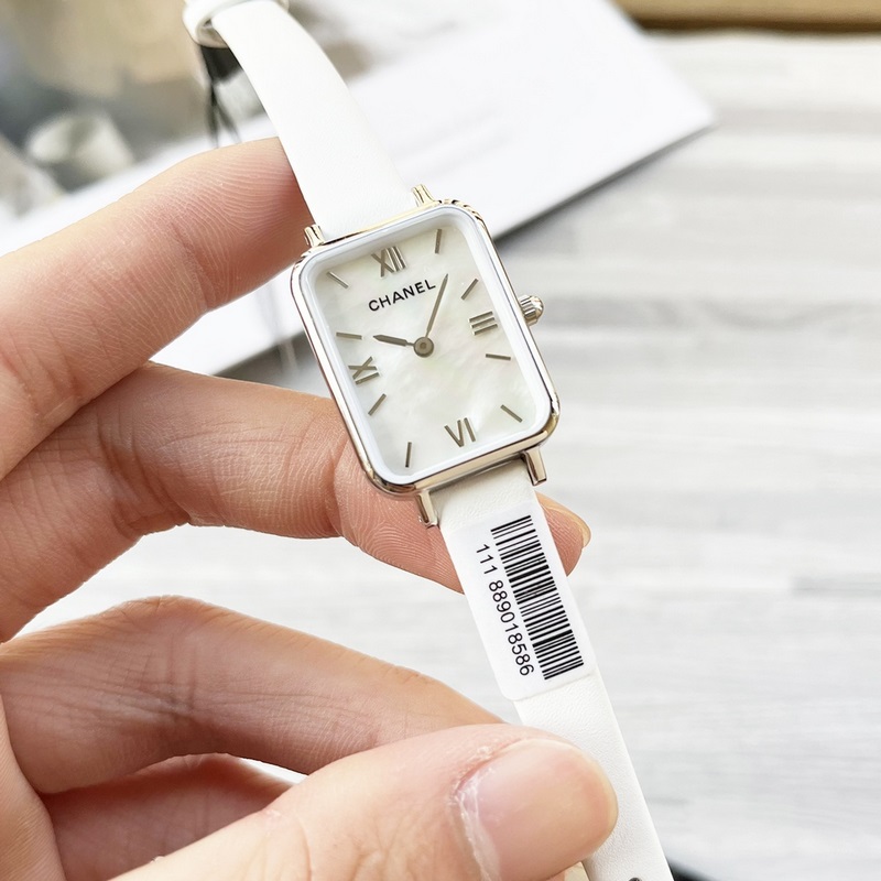 女款_香奈兒CHANEL 最新配色 現代經典時尚設計 殼表面的方圈是玻璃電鍍 獨特風格