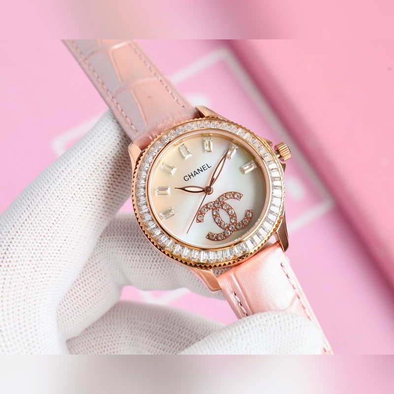 女款_品牌：香奈兒- anel款式：新款女裝機(jī)械腕表機(jī)芯：進(jìn)口西鐵城機(jī)械機(jī)芯鏡面