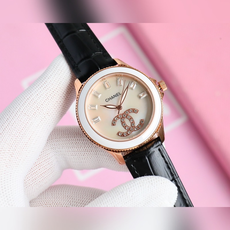 女款_品牌：香奈兒- anel款式：新款女裝機(jī)械腕表機(jī)芯：進(jìn)口西鐵城機(jī)械機(jī)芯鏡面