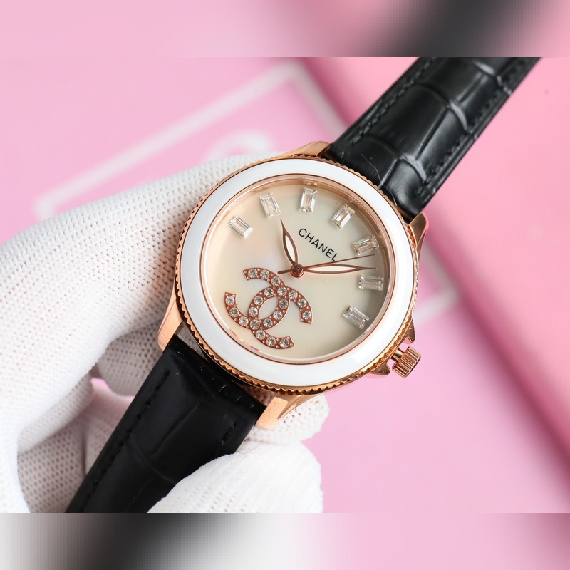 女款_品牌：香奈兒- anel款式：新款女裝機(jī)械腕表機(jī)芯：進(jìn)口西鐵城機(jī)械機(jī)芯鏡面