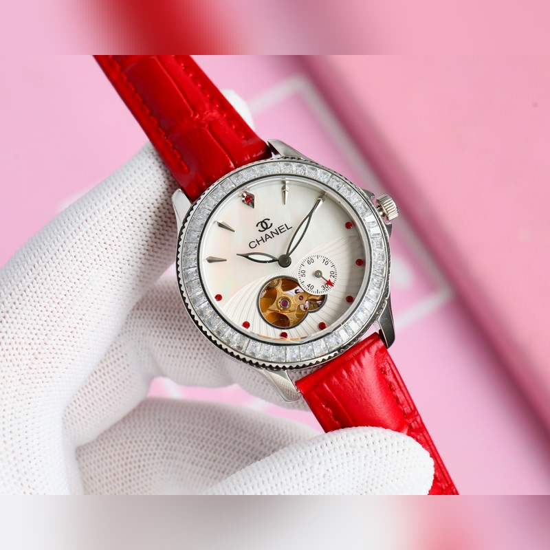 女款_品牌：香奈兒- anel款式：新款女裝機(jī)械腕表機(jī)芯：進(jìn)口西鐵城機(jī)械機(jī)芯鏡面