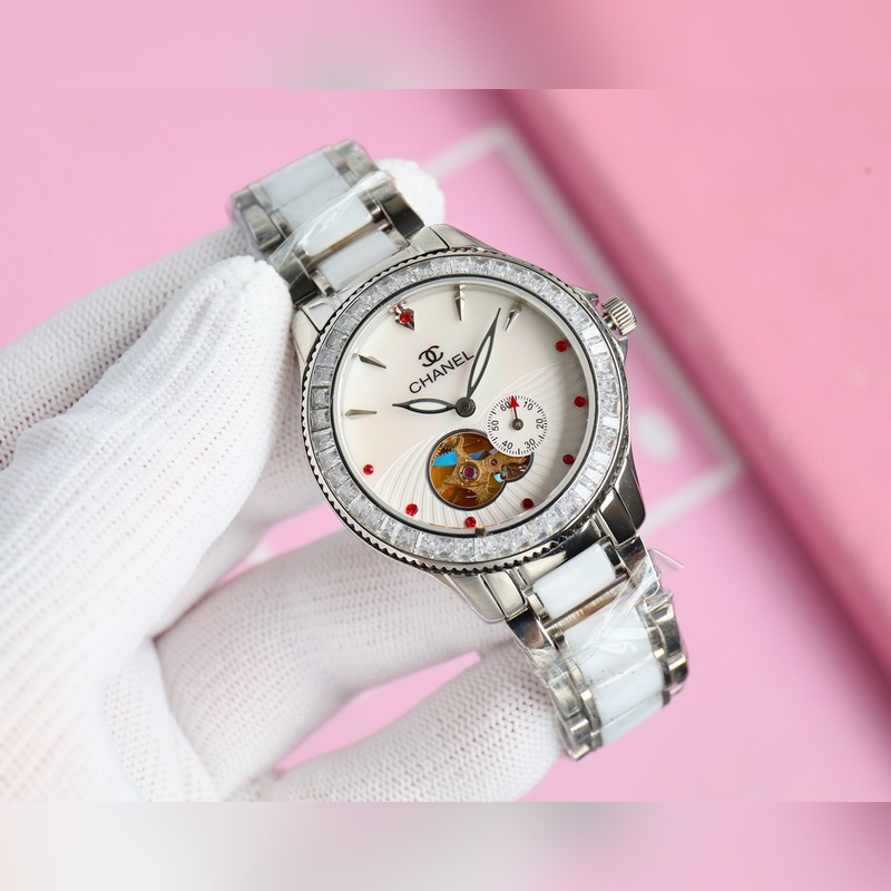 女款_品牌：香奈兒- anel款式：新款女裝機(jī)械腕表機(jī)芯：進(jìn)口西鐵城機(jī)械機(jī)芯鏡面