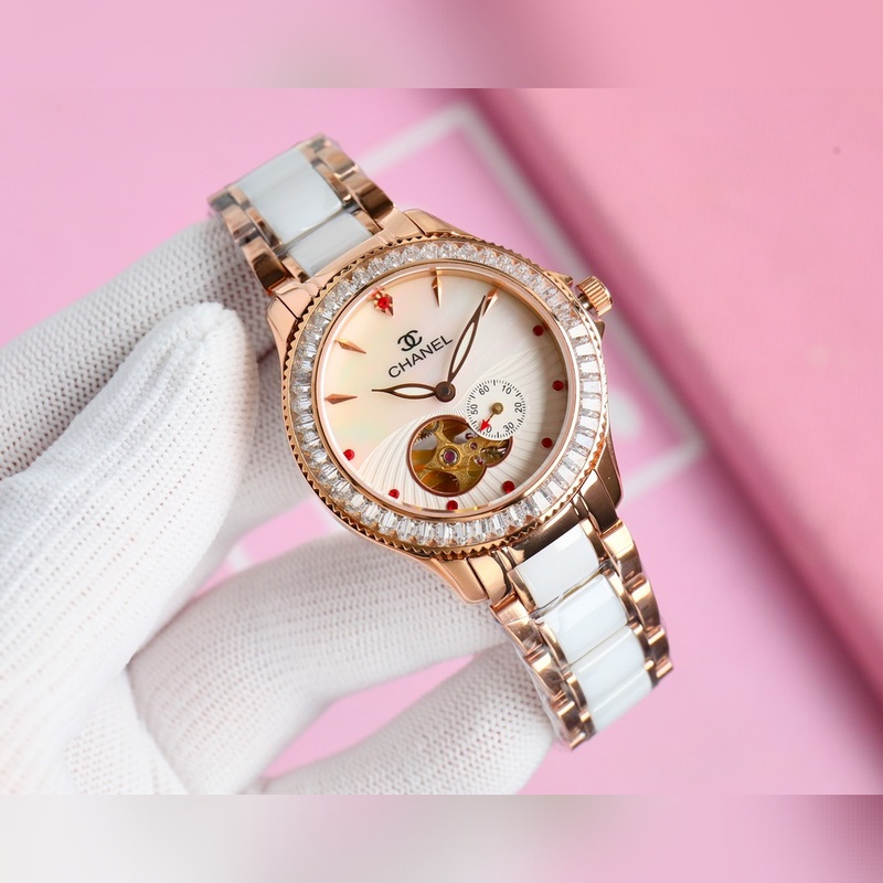 女款_品牌：香奈兒- anel款式：新款女裝機(jī)械腕表機(jī)芯：進(jìn)口西鐵城機(jī)械機(jī)芯鏡面