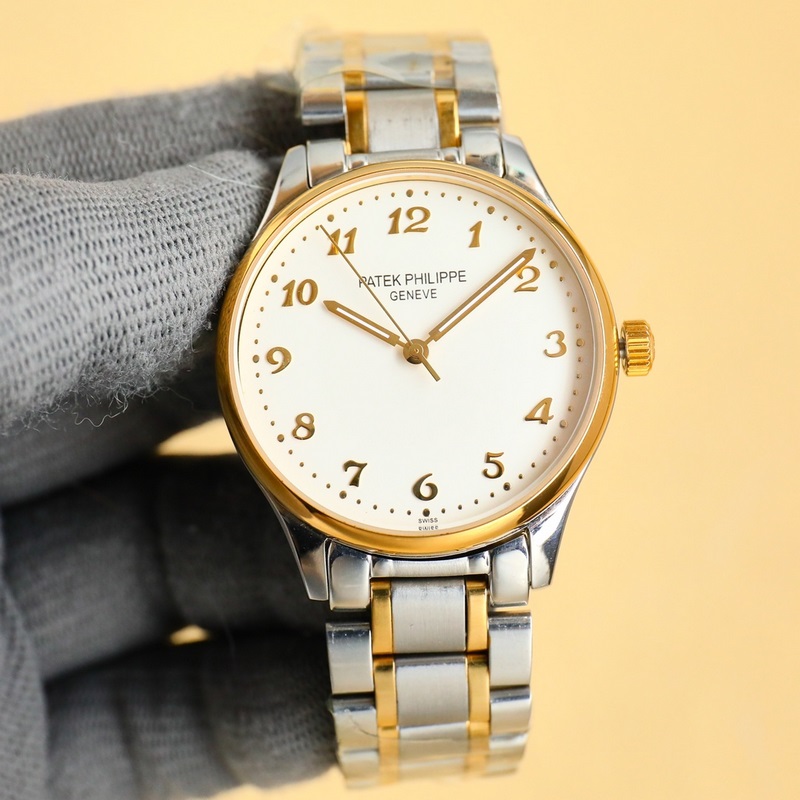 品牌：百達(dá)翡麗（三針新品，商務(wù)休閑）奢華大氣類型：精緻男士腕表（新品）表帶：真牛