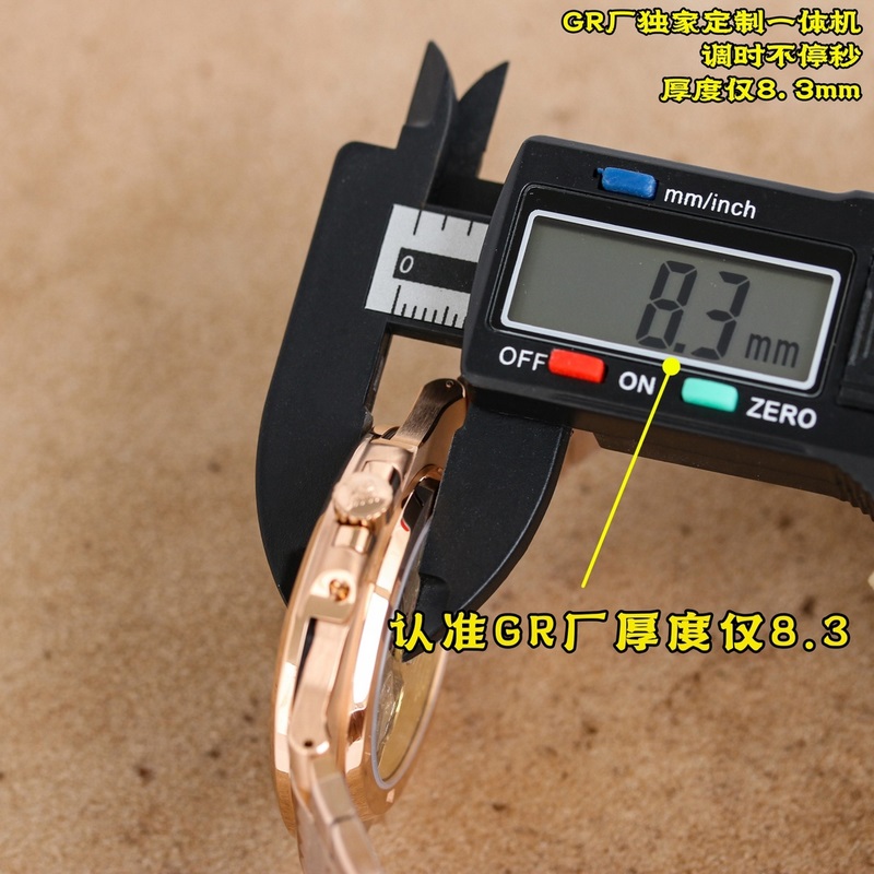 GR廠(chǎng)，期待已久得全紋金款式，定制一體機(jī)，厚度僅8.3mm，調(diào)時(shí)針不停秒，調(diào)時(shí)針