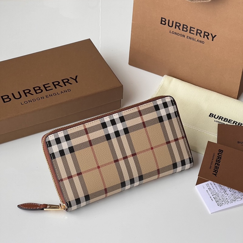 活力裝飾標(biāo)志性 Burberry 格紋環(huán)保帆布全拉鍊錢(qián)夾 【B家】原單出品 ～～
